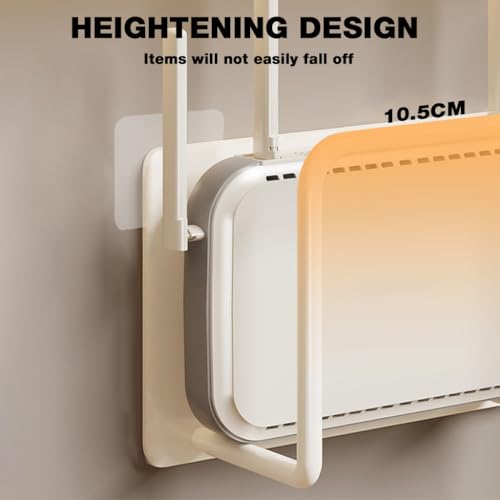 Image of HASTHIP WiFi Router Stand Wall Mounted Metal WiFi Holder Without Drilling | White Wire Wall Wifi Holder Organizer, Router Stand Without Drill, Ideal for Home, Office, 15x6x10cm