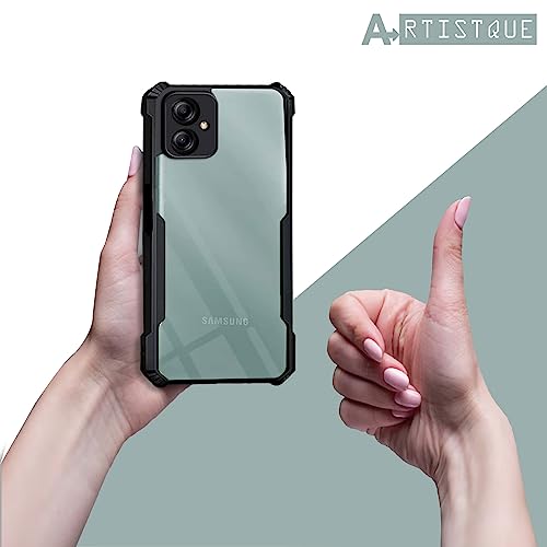 Image of A rtistque Clear Hard Transparent Acrylic Armor Anti-Drop Shockproof TPU Edge Back Cover Case for Samsung Galaxy M04 / Samsung Galaxy F04 / Samsung Galaxy A04e - Black