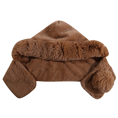 FOXBI Hiver Thermique Balaclava Chapeau pour Femmes Doux en Peluche Chaud 2 en 1 Écharpe Chapeau Élégant Fausse Fourrure Doublé Bonnet Chapeau Tendance Dame Masque De Ski Cyclisme Sport Chapeau,Kaki Cover
