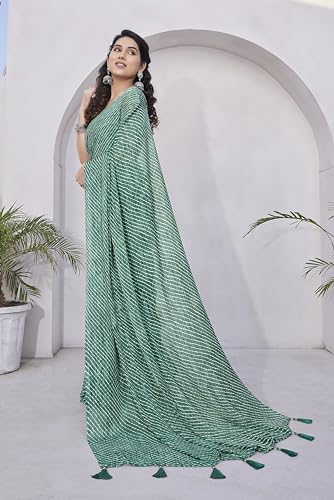 Image of MIRCHI FASHION Saree for Woman Chiffon Shibori Printed | Lightweight Regular Use and Professional Office Sari with Blouse Piece