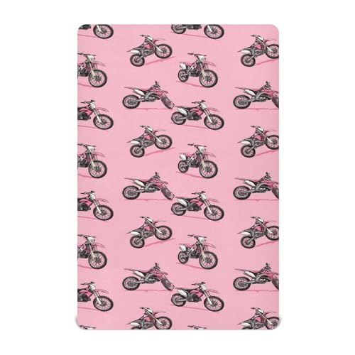 Image of Dirt Bike Motocycles Crib Sheets Soft Breathable Fitted Baby Crib Sheets Mattress Cover for Girls Boys, 52 inch x 28 inch x 9 inch