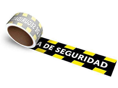 Oedim Rollo de 50 uds. De vinilos Adhesivos para Suelo | Vinilo Antideslizante | Adhesivo para Exteriores | 100x10cm con el Texto: Mantenga LA Distancia DE Seguridad