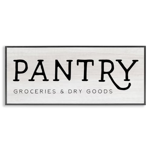 Stupell Industries Rustic Pantry Sign Text Groceries Dry Goods, Design by Daphne Polselli, White, 30 x 13