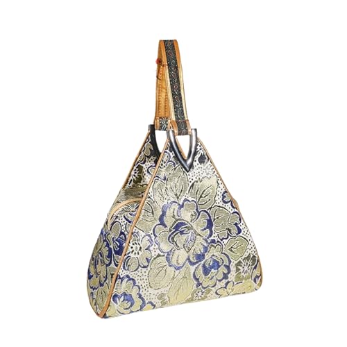 Yunjin Cloud Brocade Silk Pyramid Handbag for Women, Lightweight Handbag, Cute Trendy Zipper Tote Bag for Summer Vacation