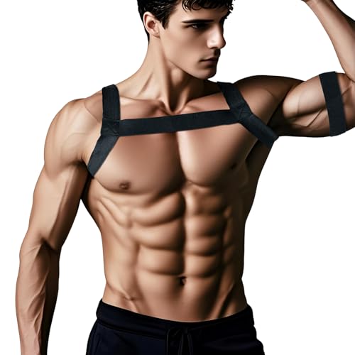 Men's Harness Belt Costume Elastic Nylon Body Chest Harness Belt for Men, Shoulder Sexy Punk Body Harness, Adjustable Buckle Clothes Outfits, Nightclub Cosplay Clubwear