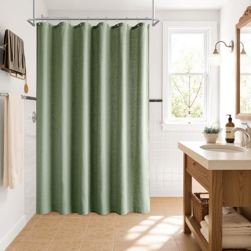 Aersas Linen Shower Curtain 80 Inches Long for Bathroom Sage Green by Aersas - Used condition - Image 9