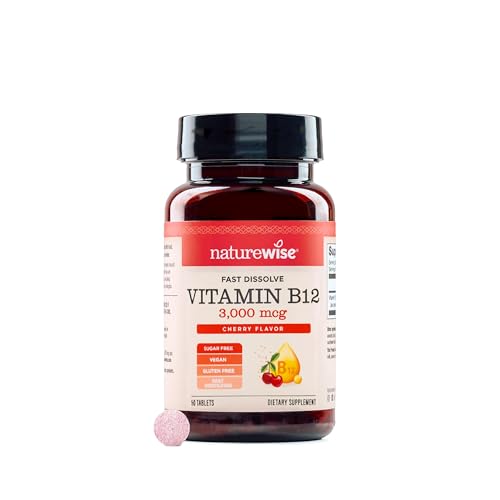 NatureWise Vitamin B12 3000 mcg Sublingual Tablets - Fast Dissolve B12 for Energy & Metabolism Support - Cherry Flavor - Vegan, Non-GMO, Gluten Free, USA Manufactured - [50 Tablets - 50-Day Supply] - image 1
