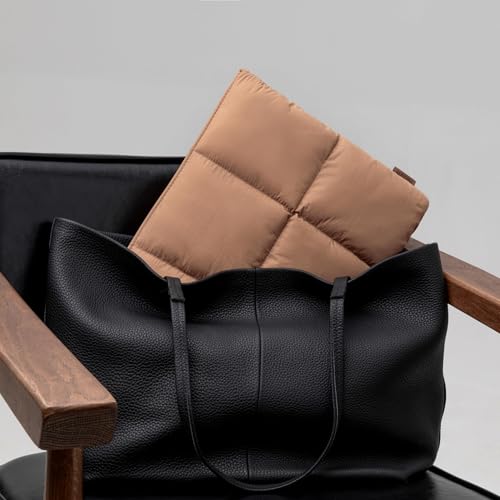 Image of Comfyable Puffy Laptop Sleeve 15 16 Inch, Quilted Puffer Laptop Carrying Case for Women, Pillow Pouch Compatible for MacBook Air M5 & MacBook Pro M5 Pro /Max 2026, Brown
