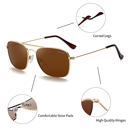 Image of grey jack Square Polarized Sunglasses,Retro Classic Style Full Rim Metal Frame for Men Women Small Size 1650