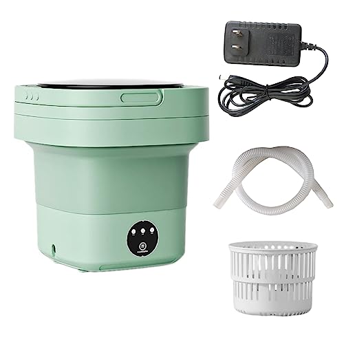 Portable Washing Machine - Foldable Mini Small Portable Washer Washing Machine with Drain Basket for Travelling, Camping, Apartment, Dorm (Green#02)