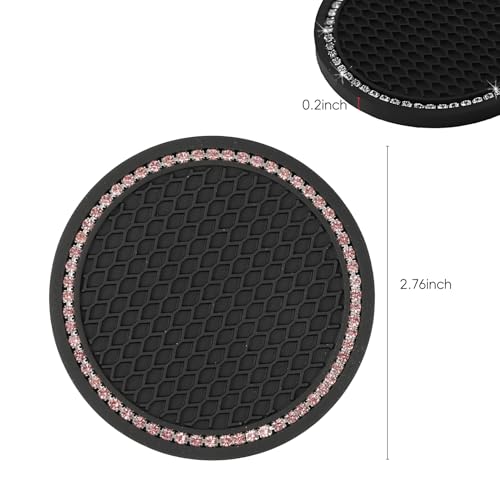 4 Posavasos para Auto 2.75 Pulgadas Rosa con Diamantes miniatura 2