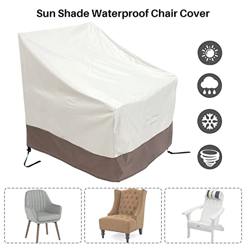 Kqcibz 2 Pack Patio Adirondack Chair Cover 31X33X36 Inch Heavy Duty Outdoor Patio Chair Cover 420D, Waterproof Outdoor Lawn Patio Furniture Covers, Beige