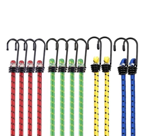 30x Expander - Cuerdas de goma en longitudes coloridas - para motocicleta, muebles, automóvil - gancho extra fuerte - tensor de equipaje