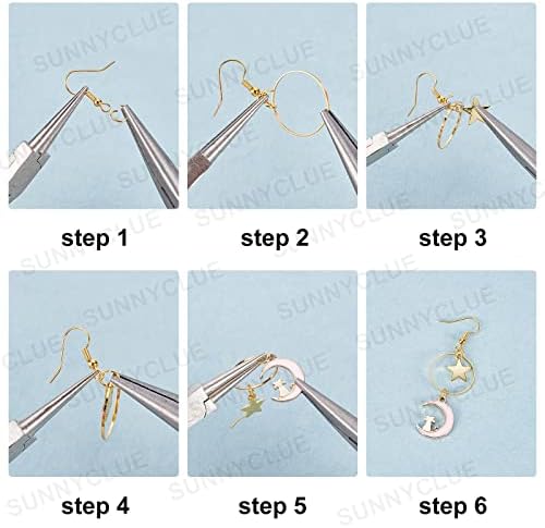 SUNNYCLUE 1 Box DIY Make 10 Pairs Moon Star Earrings Making Kit Enamel Heart Planet Charms Cat Moon Pendants Earring Findings for Women Beginners DIY Earring Dangle Jewellery Making, Pink