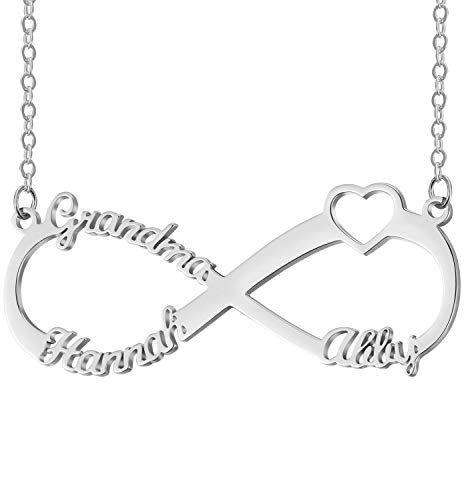 KissYan Custom Name Necklace Personalized Infinity Necklace Custom 1-8 Names Women Necklace Family Pendant Charms Jewelry Gift for Mother Grandma Mom Daughter(Name 3-G) KissYan Custom Name Necklace Personalized Infinity Necklace Custom 1-8 Names Women Necklace Family Pendant Charms Jewelry Gift for Mother Grandma Mom Daughter(Name 3-G)