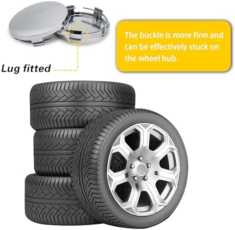 Arwrilt 4 Pack Car Wheel Center Hub Caps, ABS Rust-Proof Center Caps for Rims, Vehicle Rim Hub Caps Accessories, 2.36" OD 2.2" ID Tight Fitting Snap-on Wheel Hub Modified Dustproof Cover (Silver) - 4