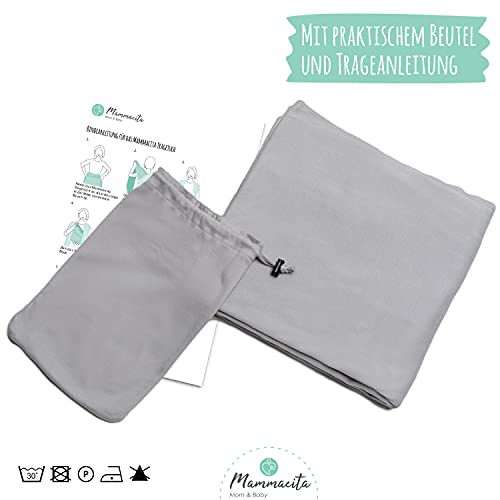 MAMMACITA® Tragetuch von Hebamme - Elastisches Babytragetuch Neugeborene ab Geburt bis 15kg - OEKO TEX - 5m Lang - Mit Tasche & Anleitung