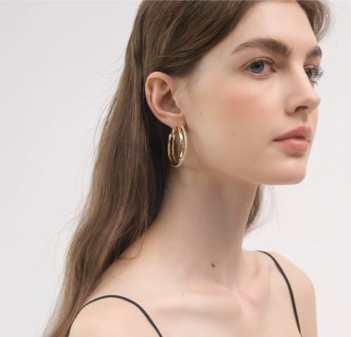 Gemini Women's Jewerly 18k Yellow Gold Filled CZ Diamonds Hoop Earrings Valentine's Day Gifts Gm032Yg 1.5 inches4