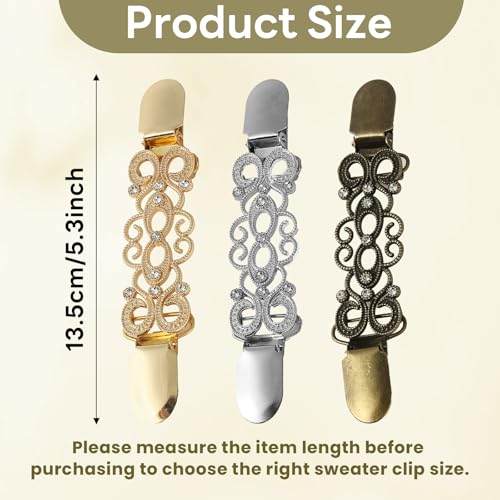 SupSuspen Vintage 3-Piece Sweater Clip Set - Elegant Retro Shawl and Cardigan Cinch Clips for Women’s Fashion - Image 2