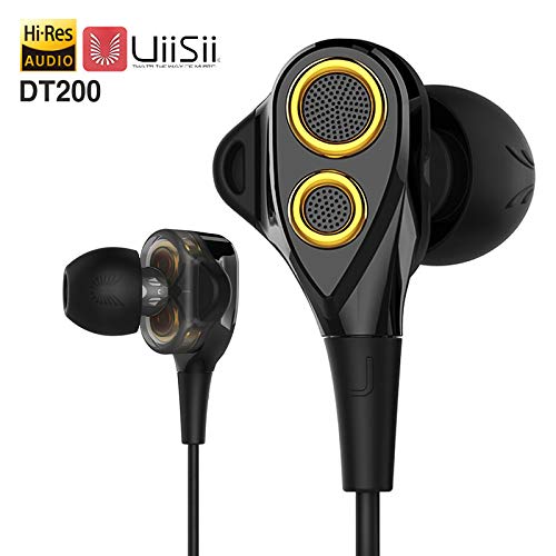 UiiSii DT200 in-Ear Earbuds Earphones Headphones Dual Dynamic Drivers with Mic Strong Bass