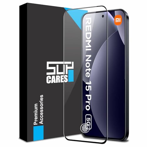 Image of SupCares Tempered Glass for Redmi Note 15 Pro (6.83 Inch) With Installation Kit | 9H Edge to Edge Screen Protector | Black
