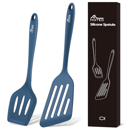 Hotec Pfannenwender-Set, Hitzebeständiger Silikon Geschlitzt Pfannenwender Spatel BPA Frei, Spülmaschinengeeignet Küchenhelfer Kochgeschirr Turner Antihaft Spachtel zum...