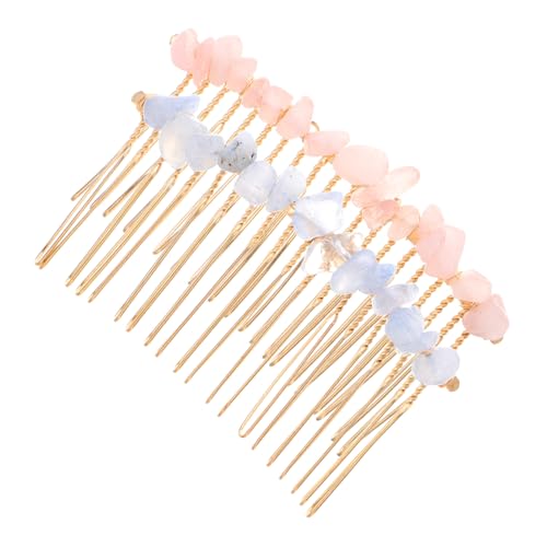 TOGEVAL 2個天然水晶齒ヘアコーム 結婚式用ヘアアクセサリー 手作りおしゃ