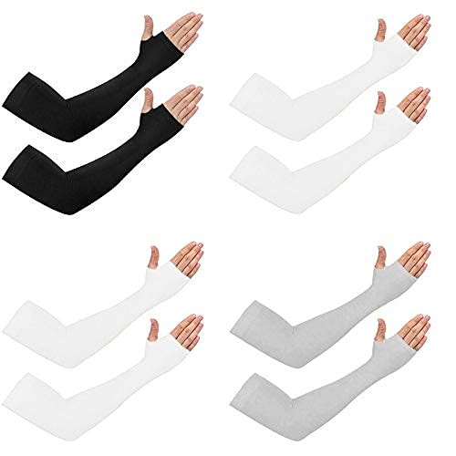 TENDSY UV Protection Cooling Arm Sleeves for Men & Women for Bike Riding/Running/Outdoor Activities (Combo of 4 Pairs, Free size, Multicolor-D20)