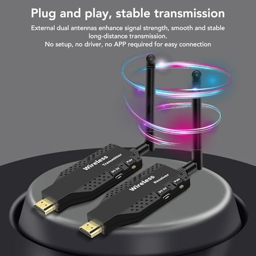 Image of HDMI Wireless Plug and Play 100 m Long Range Transmitter and Receiver 4K,1080P Wire-less Extender Adapter for Streaming Video /Audio Laptop /PC (HDMI Wireless Plug and Play 100 m Long Range RX-TX)
