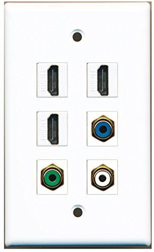 RiteAV - 3 HDMI 1 port RCA biały 1 port RCA zielony 1 port RCA niebieska płyta ścienna