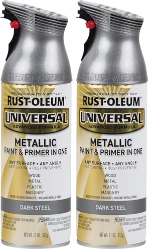 Image of Rust-Oleum 262662 Universal All Surface Metallic Spray Paint, 11 oz, Dark Steel (Pack of 2)