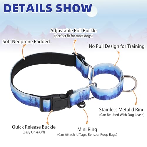 Image of Martingale Collar for Dogs for Small Medium Large Dogs, Soft Padded Nylon No Pull Dog Collar with Buckle, Adjustable No Slip Heavy Duty Durable Puppy Training Collar for Boys Girls, Blue S