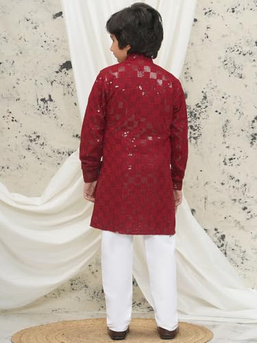 Image of AJ DEZINES Kids Kurta Pajama Set For Boys | Embroidery Chikankari Kurta Set | Traditional & Festive Outfit | Cotton Stylish Boys Kurta Pyjama | Perfect For Festivals Wedding & Family Function