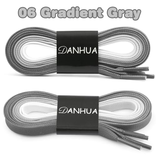 Image of Flat Colorful Shoelaces Gradient Rainbow Shoe Lace Shoestring 2 Pair