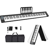 Piano mit 88 Tasten Faltbares Keyboard Klavier mit LCD Bildschirm & Halbgewichteten Tasten Unterstützung MIDI Bluetooth Klaviertastatur Kinder mit Klaviertasche für Geburtstags und Weihnachtsgeschenk