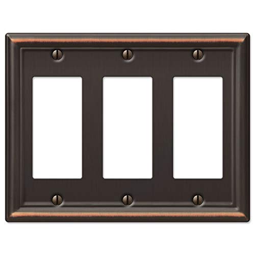Image of Amerelle 149RRRDB Chelsea Wallplate, 3 Rocker, Steel, Aged Bronze, 1-Pack