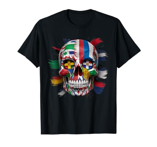 Hispanic Heritage Month Skeleton All Latina Countries Flag T-Shirt