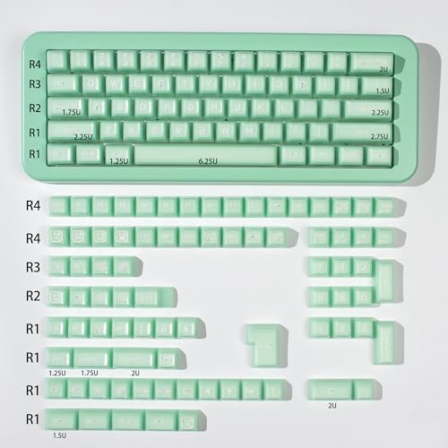 Image of 142 Keys SA Profile Light Green Keycaps PBT Doubleshot Translucent Keycaps Set Fit for 61 /64 /87 /104 /108 Cherry Mx Switches ISO ANSI Mechanical Keyboars Alice Keyboard