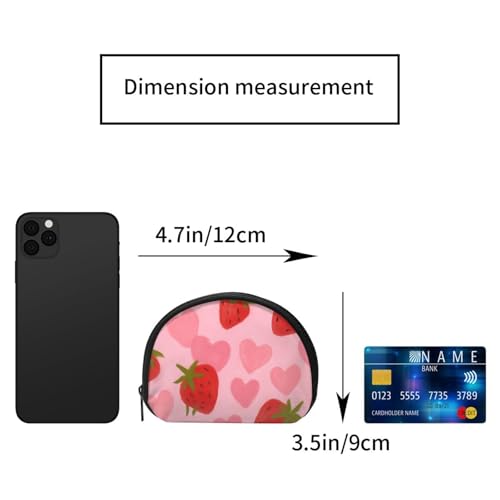 Portable Coin Purse Strawberry Heart Pattern Mini Zippered Money Pouch Card Holder2