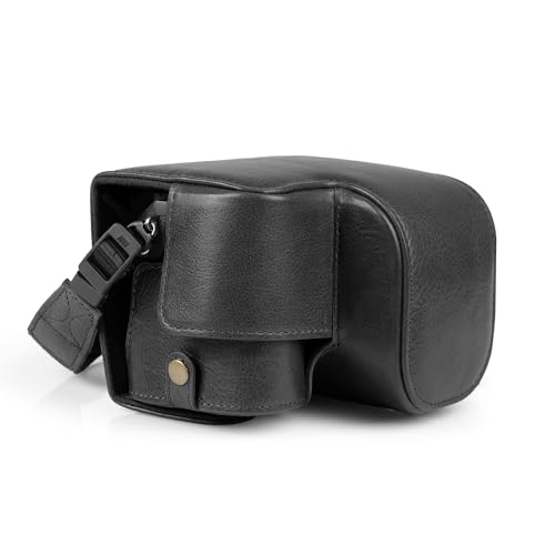 Image of Mega Gear Genuine Leather Camera Case for Sony Alpha a6700 (16-50mm) - Stylish and Protective - Black