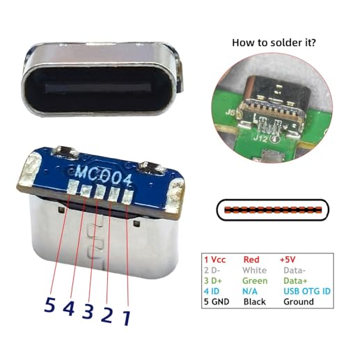 Conector Mini-USB hembra tipo C 5 piezas miniatura 3