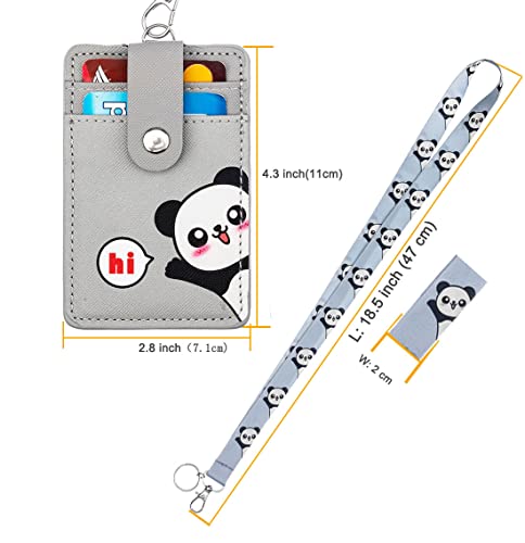 Image of Cute Credit Card Case Neck Pouch ID Badge Holder Lanyard Wallet with Cartoon Image Keychain for Students Teens Boys Girls Women