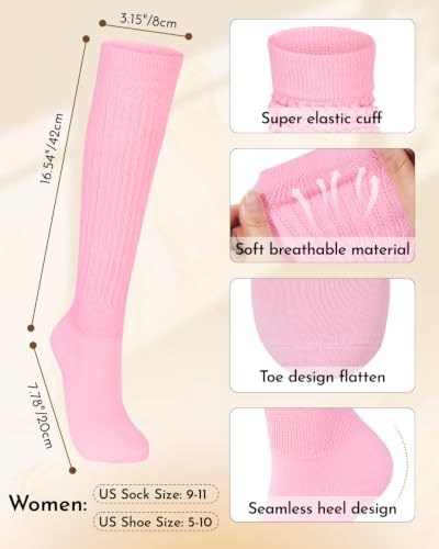 Image of Century Star Knee High Slouch Socks for Women - 80s 90s Scrunch Socks Soft Leg Warmers Stacked Boot Socks Holiday Daily