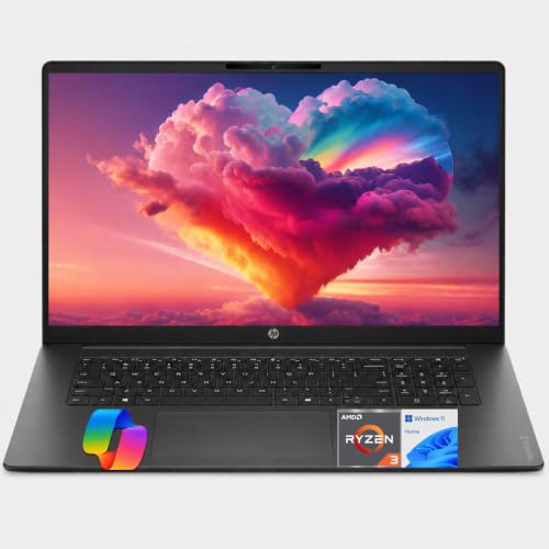 Image of HP OmniBook 3 17.3 inch FHD IPS Large-Screen Business Laptop, Powerful AMD Ryzen Quad-Core Processor, 8GB DDR5 Memory, 512GB SSD, Radeon 610M Graphics, Backlit Keyboard, FHD Webcam, Windows 11 Home