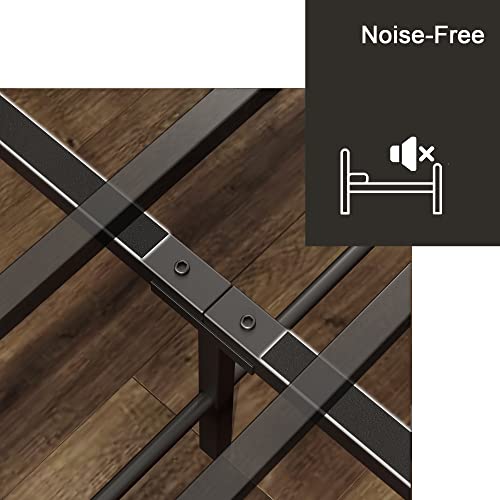 Likimio King Size Bed Frame, Platform Bed With 2-Tier Storage Headboard, Solid And Stable, Noise Free, No Box Spring Needed, Easy Assembly,Vintage Brown #TOP6