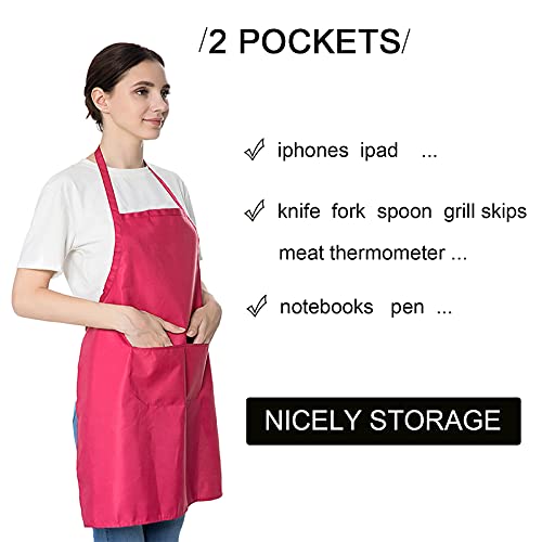 6 PCS Plain Bib Aprons for Women Men Bulk,Multicolor Apron with 2 Pockets for Painting Crafting Baking Cooking Kitchen.(6pcs-6colors) … - Image 3
