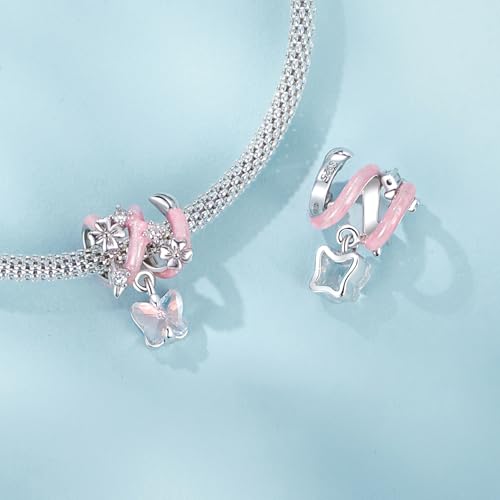 Charm de plata de ley 925 con mariposa detallada para pulseras de coleccionista 3