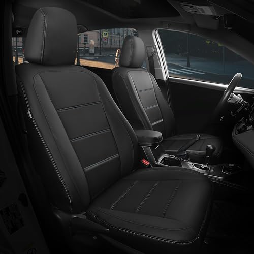 Image of FREESOO for Toyota Corolla Seat Covers L LE XLE, LE Eco Sedan 2014 2015 2016 2017 2018 2019, Custom Fit Car Seat Covers, Leather Seat Covers for Car, Waterproof Seat Cover, Black Front Seats 2PCS