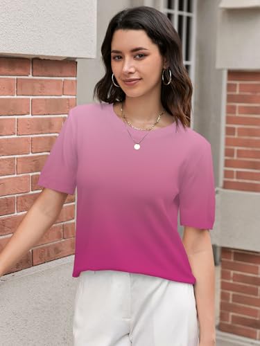 Image of DAIMIDY Women's Short Sleeve Sweaters Lightweight Summer Sweater Casual Knit Pullover Tops