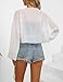 olrain Women Tie Front Beach Cove Up Chiffon Kimono Crop Top Swimming Bikini Bathing Long Sleeve Beach Shirt (X-Large, White)